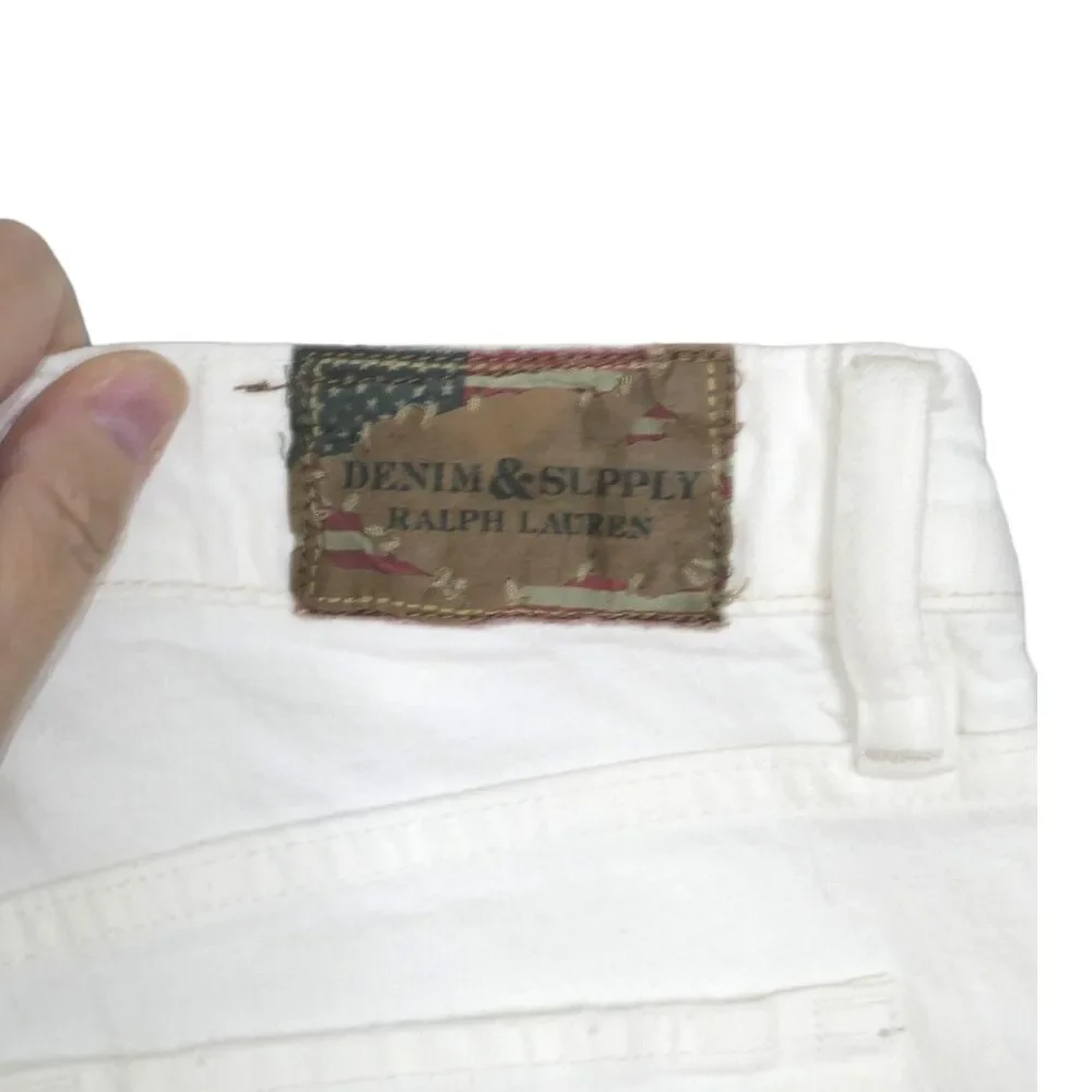 VTG Denim & Supply Ralph Lauren Sz 27x34 White Straight Jeans Label Wear EUC